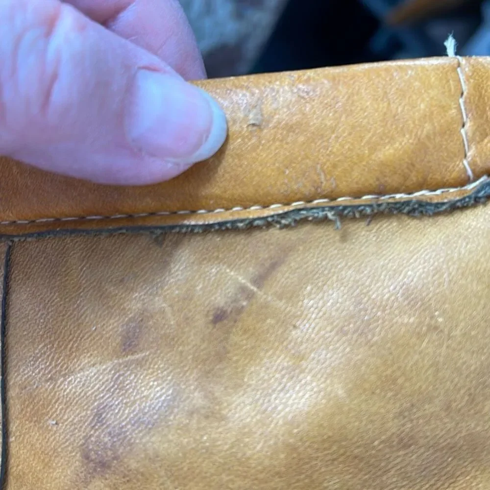 Vintage boho Leather Made in Hong Kong top handle bag.